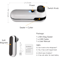 Miniatyrbilde 5 av 5: Miniposeforsegler, 2 i 1 USB-oppladbar varmeforsegler og kutter, miniposeforsegler med myk magnet