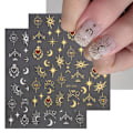 Miniatyrbild 3 av 5: 9 ark Måne Stjärna Nagelkonst Dekaler Självhäftande Pegatinas Uñas Sol Nageltillbehör Nagelkonst Design Dekoration Tillbehör