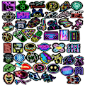 Miniatyrbilde 3 av 5: 50 STK Klistremerker, Graffiti Klistremerker, Neon Graffiti Laptop Klistremerker, Vanntette Klistremerker, for Sykler, Skateboards DIY Patches Dekaler