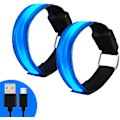 Miniatyrbild 1 av 4: LED-armband, lysande armband säkerhetsljus-upp sportarmband fotled reflekterande remsor med LED-blinkande löpljus, blå 2 st