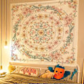 Pikkukuva 4 / 5: Mandala Kukka-aiheinen Verho, Piirretty Kukka Kasvi Boho Seinävaate, Boheemi Hippi Verhot