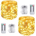 Miniatyrbilde 1 av 5: Feelysslyng, 2 stk Lyslenker 10m 100 LED med Fjernkontroll, 8 Moduser Vanntette Kobber Lyslenker for Julelysdekorasjoner