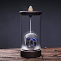 Miniatyrbillede 1 af 5: Keramisk røgelse kegle brænder røgelse holder kranium med LED