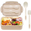 Miniatyrbilde 1 av 5: Lunchboks med skje og gaffel, holdbar perfekt størrelse for måltider på farten, BPA-frie og matsikre materialer khaki
