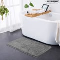 Miniatyrbilde 4 av 5: Ekstra mykt plysj badematte dusj baderomsteppe, chenille mikrofibermateriale, superabsorberende loddent badematte (40 x 60 cm, lys grå)