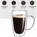 Miniatyrbillede 4 af 5: 2-pak 15 oz espressokopper med håndtag, espressoshotsglas, klare espressokaffe kopper, dobbeltvægget isoleret