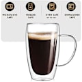 Pikkukuva 4 / 5: 2-pakkaus 15 unssia espressokuppia kahvalla, espressoshottilasit, kirkkaat espressokahvikupit, kaksinkertaiset eristetyt