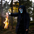 Pikkukuva 4 / 5: Halloween-naamiot, The Purge LED-naamio, LED-luurankonaamio, V for Vendetta -naamio, DIY-kallomaalaus ja 3 valaistustilaa juhliin, karnevaaliasuun, jouluun blue
