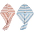 Miniatyrbillede 1 af 5: Mikrofiber Hårhåndklæder Hår Turban Håndklæder med Knapper Super Absorberende Hårtørrende Håndklæde Anti-frizz Twist Turban Tørre Hårhætter til Badeværelse (2 stk. A)