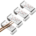 Miniatyrbillede 1 af 4: 4 stk. 304 Rustfrit Stål Flade Spisepindeholdere Blommeblomst Flad Spisepindeholder til Bordplade Skeer Gafler Knive Borddekoration Sølv