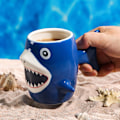 Miniatyrbild 4 av 5: Hajmugg, Hajkaffemugg, Rolig 3D Djurmugg, Hajfrukostmugg, Hajkeramisk Mugg, med Fiskstjärtshandtag, 450 ml