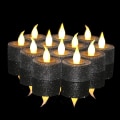 Miniatyrbillede 1 af 5: LED sorte stearinlys, batteridrevne telys med indbygget 6/18 timer, sorte flammefri telys til Halloween