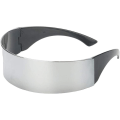 Miniatyrbild 4 av 4: Futuristiska smala Cyclops silverfärgade speglade lins visir solglasögon maskeradkostym