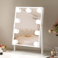 Miniatyrbillede 1 af 3: Hollywood Lighted Makeup Mirror med 3 farvebelysningstilstande og 9 dæmpbare pærer, Smart Touch Control, 360° rotation, hvid