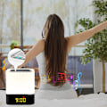 Miniatyrbild 5 av 5: LED-nattlampa med väckarklocka Bluetooth-högtalare, touchsensor sänglampa dimbar RGB flerfärgad skrivbordslampa, trådlös högtalare