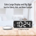 Miniatyrbillede 3 af 5: A5 super vibrerende vækkeur + super høj alarm, velegnet til tunge sovende/døvstumme/hørehæmmede, super stort display black