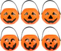 6 stk. 7 cm Halloween Gresskar Godteribøtte Knask eller Knep Godterispann Små Gresskar Godtebøtter
