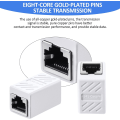 Miniatyrbillede 4 af 5: 10 stk. RJ45-kobling, Ethernet-forlængeradapter netværksforbindelse til Cat7/6/5e/Cat5 Ethernet-netværkskabelkobling hun til hun (hvid)