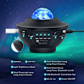 Miniatyrbilde 5 av 5: Stjerneprojektor nattlys 2 i 1 LED Nebula Cloud/Roterbar Ocean Wave Projektor med fjernkontroll og Bluetooth-høyttaler