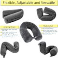 Miniatyrbillede 2 af 5: Twist Memory Foam Rejsepude Nakke,Hage,Skulder,Lænd og Benstøtte til Voksen Flyrejsepude (Sort)