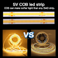 Miniatyrbild 5 av 5: Dimbar COB LED-ljuslist med vit dimmerbrytare, 5V USB flexibel ljuslist, självhäftande tejp (kallvitt) 1 meter