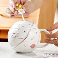 Miniatyrbilde 3 av 5: Keramiske Kaffe Kopper, Søte til Frokost, Cappuccino Kopp med Lopp og Skje, Personlig Farsdag, for Te og Melk, Originale Gaver til Venner White