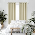 Miniatyrbillede 2 af 4: Blackout Gardiner Beige Super Soft Vinduebehandling Termisk Isolerede Øjengardiner Til Stue 46 x 54 Tommer 2 Paneler