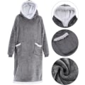 Miniatyrbilde 5 av 5: Ekstra lang hettegenser teppe kvinner oversized bærbar teppe koselig myk behagelig Sherpa fleece gigantisk bærbar hettegenser sweatshirt (lys grå) light grey