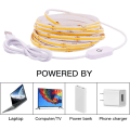 Miniatyrbild 4 av 5: Dimbar COB LED-ljusremsa med vit dimmerbrytare, 5V USB flexibel ljusremsa, självhäftande tejp (kall vit,) 2 meters