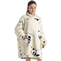 Miniatyrbild 2 av 4: Barn Överdimensionerad Bärbar Filt Hoodie, Super Mjuk Varm Bekväm Sweatshirt Pullover Bärbar Filt för Pojkar Flickor White Panda