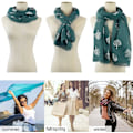 Miniatyrbilde 5 av 5: Sjal Halsduk Elegant Kvinner Silkesjal Kvinners Foulard Trykt Sølv Blad Passer for Fire Sesonger Kvinner Sjal