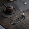 Miniatyrbillede 3 af 5: Røgelsesholder i keramik, sort, 7 tommer, tilstrømningsrøgelsesbrænder til kegleformet røgelse, dekorativ askeopsamlingsbakke i keramik