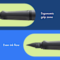 Miniatyrbilde 2 av 5: Fyllepenn med ergonomisk grep og svart stålfjær - ideell for all skriving og kalligrafi - Høyrehendt (F)