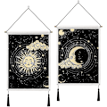Miniatyrbild 1 av 5: 2-pack Måne och Sol Väggbonader med Tofsar Tarot Banner Svart Väggbonad Bohemisk Stjärna Moln Väggdekor för Sovrum Vardagsrum