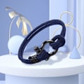 Miniatyrbillede 5 af 5: Armbånd i rustfrit stål med skruelåse, punk temperament håndlavet armbånd bangle armbånd graduation fødselsdagsgave Dark blue