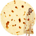 Miniatyrbilde 1 av 5: Burritos Tortilla Wrap Teppe, Nyhet Morsomme Gaver Gigant Tortilla Rund Myk Teppe for Barn 卷饼2 120X120CM