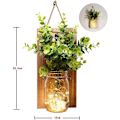 Miniatyrbild 3 av 4: Rustika väggsconces, Mason Jar Sconces, Bondgårdsinredning, LED-fe-ljus, Grön konstgjord växt, Inredning