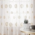 Miniatyrbild 3 av 5: Gardiner Genomskinliga Voile Blommor Broderi Öglegardiner Transparent Gardiner 2 st Öglegardin Gardiner Par Fönstergardin För Vardagsrum Sovrum Brown 140*145cm
