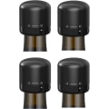 Miniatyrbillede 1 af 5: Vinflaskeprop i silikone, forseglet 4-pak, twist top vinforsegler til vinflasker, små vinpropper, sort