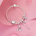 Miniatyrbillede 4 af 5: 925 Sterling Sølv Hjerteformet Charm Dame Armbånd Halskæde Vedhæng Ferie Fødselsdagsgave til Min Kone og Elsker color 2