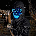 Pikkukuva 5 / 5: Halloween-naamiot, The Purge LED-naamio, LED-luurankonaamio, V for Vendetta -naamio, DIY-kallomaalaus ja 3 valaistustilaa juhliin, karnevaaliasuun, jouluun blue