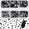 Pikkukuva 1 / 4: 6-osainen kynsien koristeluun tarkoitettu timantti- ja glitter-koristepaketti, 3D-kärjet, DIY-koristelu, Jet Black -kynsitimantteja, kynsikoristeita