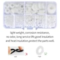 Miniatyrbillede 2 af 5: 500 Stykker Nylon Flade Skiver, Flade Skive Isolering Runde Afstandsstykker Pakning VVS Sortiment Sæt - Hvid, M2/M2.5/M3/M4/M5/M6/M8/M10