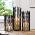 Willow Ljusstake Set om 3, Svart Metallpelarljusstakar för Bordscentrum Modernt Ljusstake