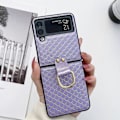 Pikkukuva 1 / 5: Kalanruotokuvioinen suojakotelo Samsung Galaxy Z Flip 4:lle, PU-nahkainen iskunkestävä suojus renkaalla