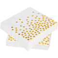 Miniatyrbilde 1 av 5: 60 Gullfarget Polka Dot Servietter, Gullfolie Papirservietter, Hvite Servietter for Dekorative Fester, Bursdager, Bryllup og Julefeiringer (33x33cm)