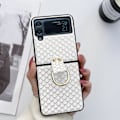 Pikkukuva 1 / 5: Kalanruotokuvioinen suojakotelo Samsung Galaxy Z Flip 4:lle, PU-nahkainen iskunkestävä suojus renkaalla