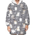 Miniatyrbild 1 av 4: Jättehoodie filt fluffig fleece filt hoodie för kvinnor män barn bärbar huvtröja filt med stor ficka（1pc） aldult