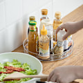 Miniatyrbillede 5 af 5: Sæt med 2 Lazy Susan køkken drejeskiver 360° roterende opbevaringsbakker til køkken og badeværelse (27 x 4,6 cm + 23,5 x 3,8 cm)