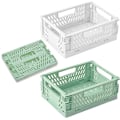 Miniatyrbillede 1 af 5: 2 Styk Store Sammenklappelige Kurve, Stabelbare Foldbare Plastik Opbevaringskasser Plastikboks Opbevaringskasser, 30×20×12 cm